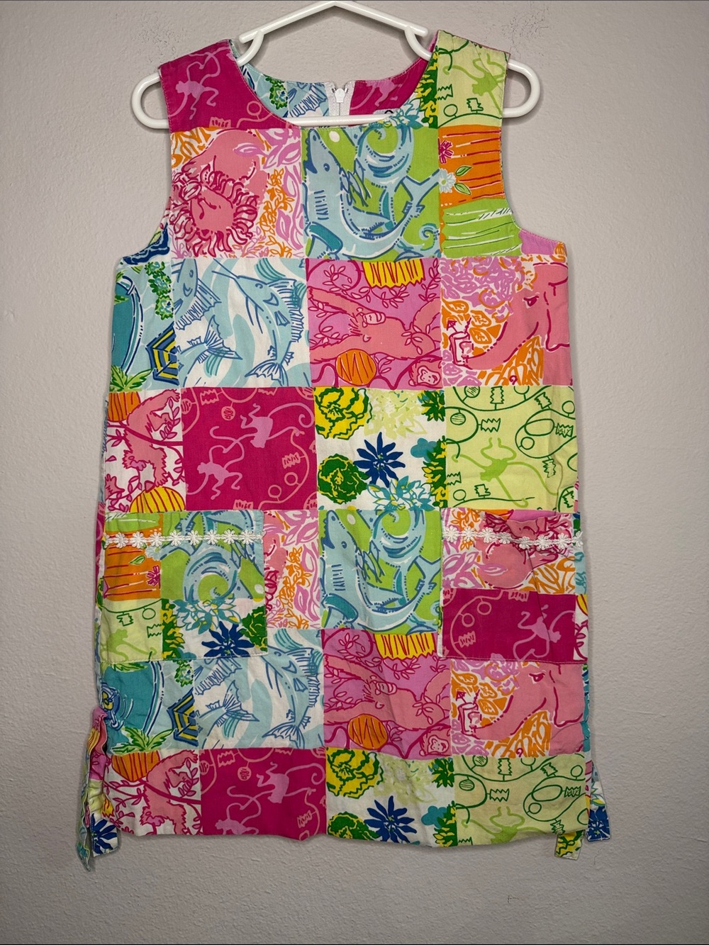 Lilly Pulitzer Girls "Worth Patch" Animal Patchwork Shift Dress Size 6 - [1158]